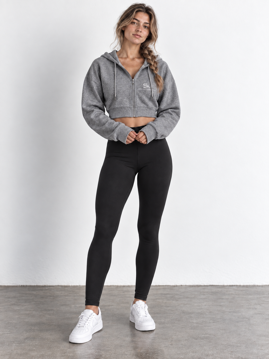 Essential Cropped Zip-Up Hoodie