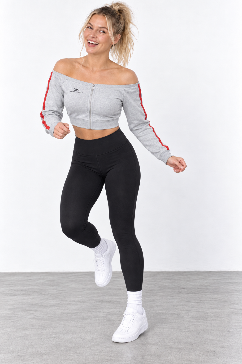 Off-Shoulder Full Zip Hoodie